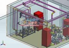 电锅炉管路设计3D模型_SolidWorks设计，含零件特征以及二维工程图