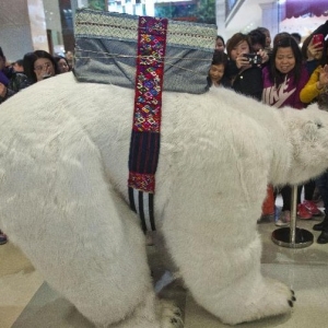 香港德福广场展出一只机械北极熊